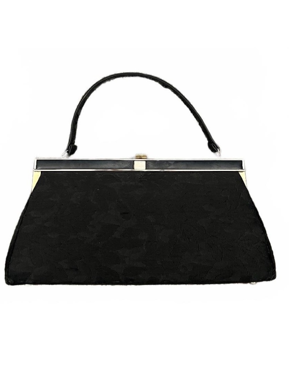 Vintage 1960’s Verdi Black Floral Tapestry Gold Hardware Handbag Formal